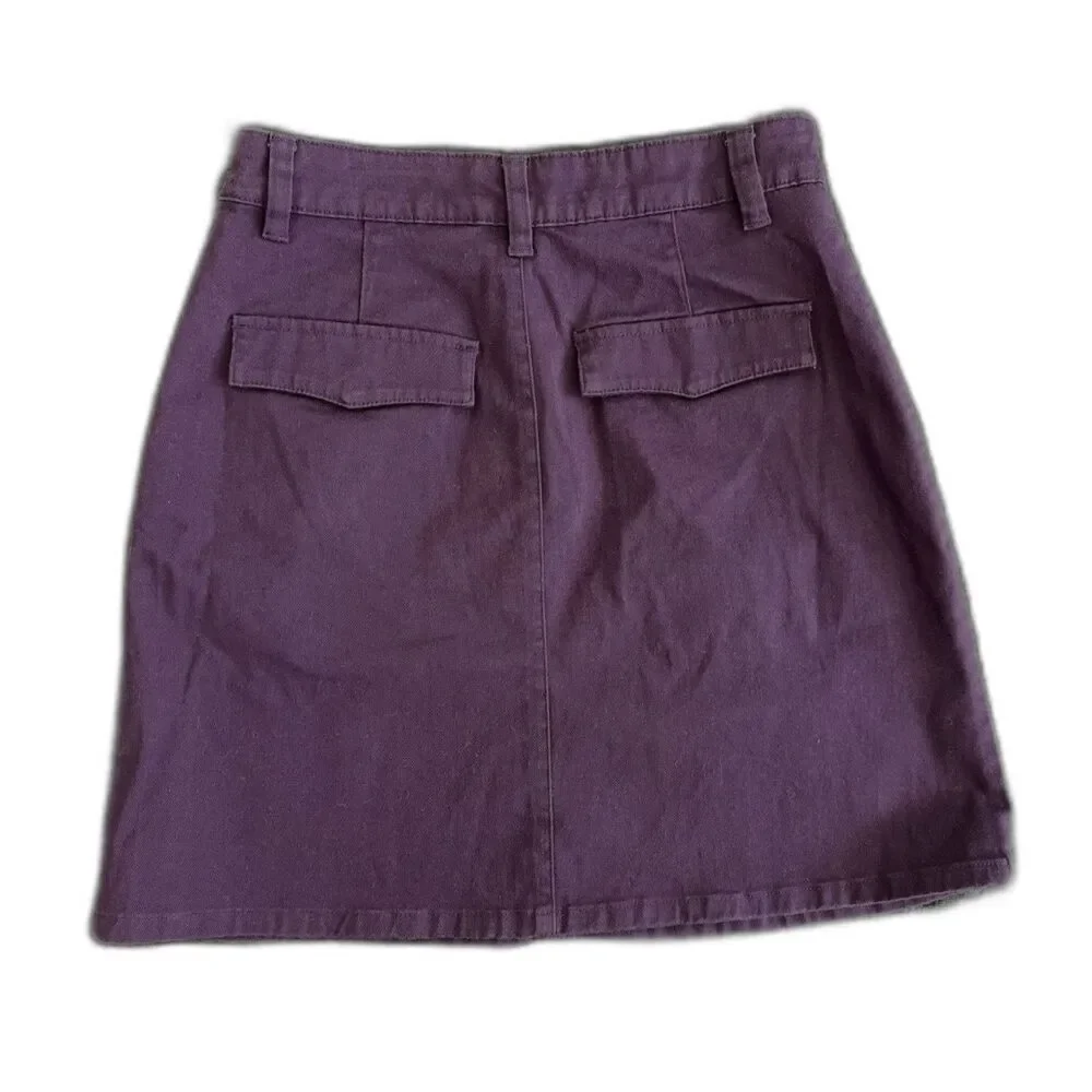 Y2k Vintage Covington Dark Purple Indie Denim High Waist Mini Skirt size 26